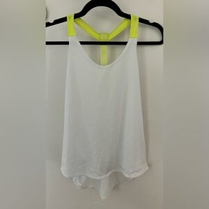 NIKE White Athletic Tank with Neon Yellow Straps